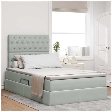 Letto con contenitore e materasso Grigio chiaro 120 x 190 cm - Foto 2
