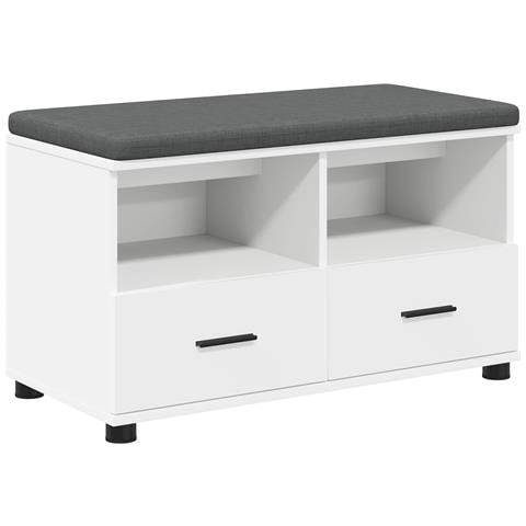 Panca per ingresso con cuscino Bianco 80 x 38 x 46 cm - Foto 1