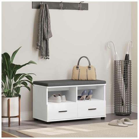 Panca per ingresso con cuscino Bianco 80 x 38 x 46 cm - Foto 2