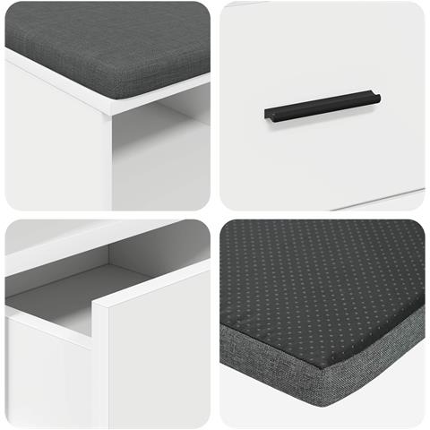 Panca per ingresso con cuscino Bianco 80 x 38 x 46 cm - Foto 9