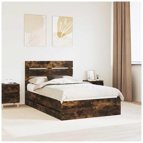 Struttura del letto con cassetto Rovere fumé 120 x 190 cm - Foto 2
