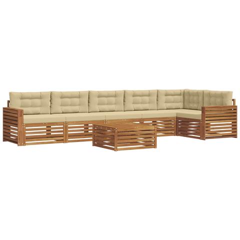 Set di divani da esterno con cuscino 7 pcs Naturale e Beige - Foto 1