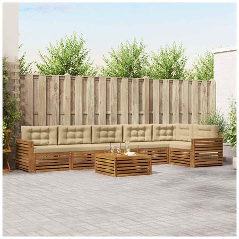 Set di divani da esterno con cuscino 7 pcs Naturale e Beige - Foto 2