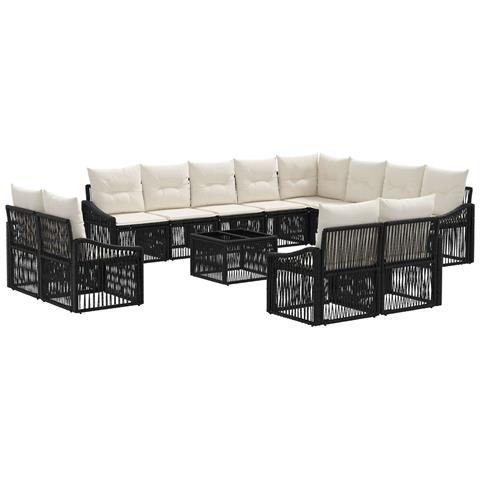 Set Divano da Giardino 13 pcs Nero polyrattan - Foto 1