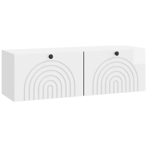 Mobile Porta TV da Muro Bianco Lucido 98 x 31 x 30 cm - Foto 1