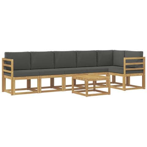 Set di divani da esterno 7 pcs Bianco e Antracite Poliestere - Foto 1