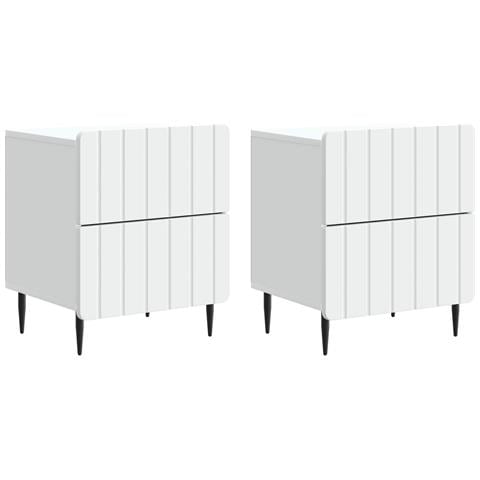 Armadio da Notte con cassetto 2 pcs Bianco 43 x 34,5 x 49,5 cm - Foto 1