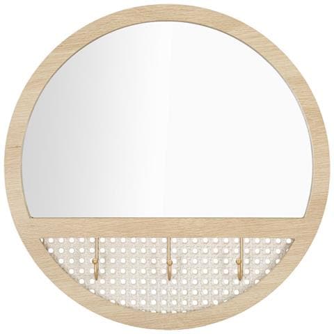 Specchio Da Parete Fuji Con Cornice Boho In Ferro E Mdf - Foto 1