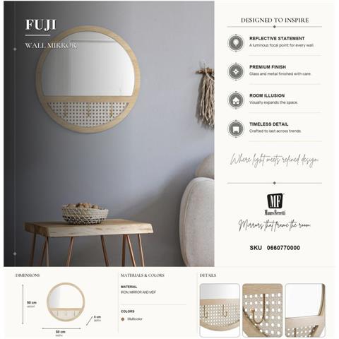 Specchio Da Parete Fuji Con Cornice Boho In Ferro E Mdf - Foto 7