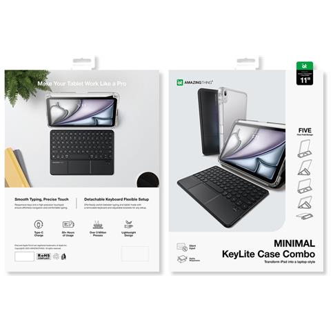 Custodia Con Tastiera Per Ipad Air M3 11 Pollici Nera Amazingthing - Foto 5