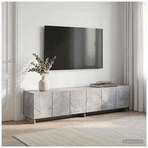 Supporto TV 179.5 x 34.5 x 40 cm Grigio Cemento - Foto 2