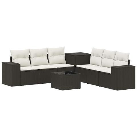 Set di divani 8 pz Nero e Bianco Crema - Foto 1