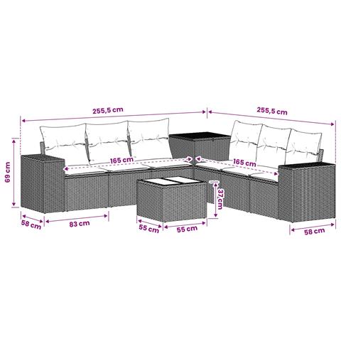 Set di divani 8 pz Nero e Bianco Crema - Foto 10