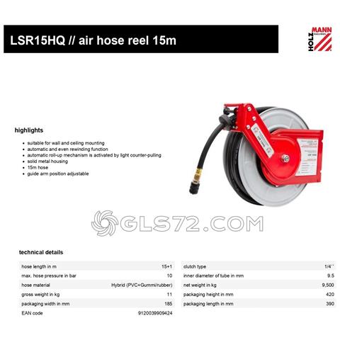 Avvolgitubo Aria Compressa Professionale 15 Mt Holzmann Lsr15hq - Foto 7