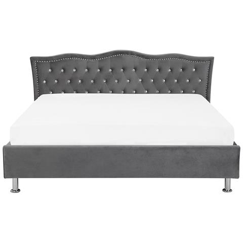 Letto Matrimoniale In Velluto Grigio Scuro 180x200 Metz - Foto 16