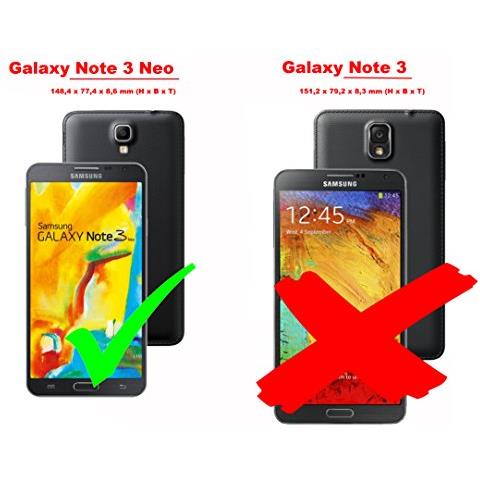 Custodia Compatibile Con Samsung Galaxy Note 3 Neo In Blu Scuro Nero - Coperchio Protettiva Con Chiusura Magnetica, Funzione Stand E Tasca Per Le Carte - Foto 2