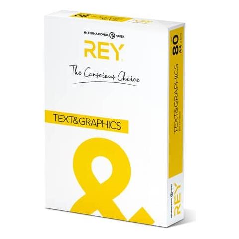 Carta Per Fotocopie A4 Rey Text & Graphics 170 Cie 80 G / m² Risma 500 Fogli - Ryteg080x435 (conf. 5)  - Foto 1