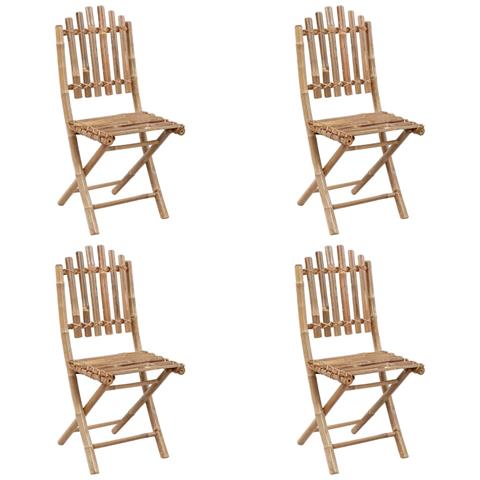 Set Da Pranzo Da Giardino 5 Pz Pieghevole Con Cuscini In Bambù - Foto 2