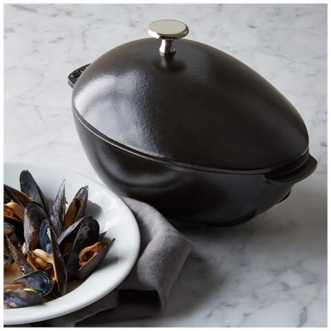 Cocotte per Cozze in Ghisa con Coperchio Diametro 25 cm Capacità 2 lt Colore Nero - Linea La Cocotte  - Foto 7