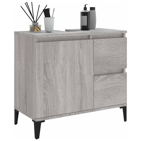 Armadietto Bagno Grigio Sonoma 65x33x60 Cm In Legno Multistrato - Foto 2