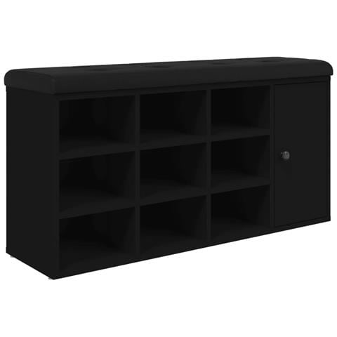 Panca Porta Scarpe Nera 102x32x50 Cm In Legno Multistrato - Foto 2