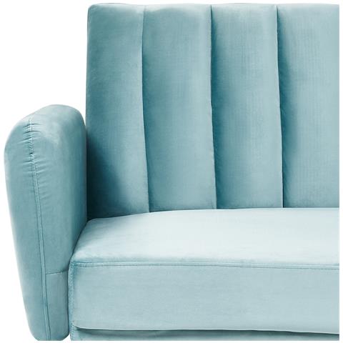 Divano Letto 3 Posti Velluto Azzurro Vimmerby - Foto 12