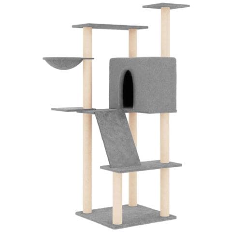 Albero Per Gatti Con Tiragraffi In Sisal Grigio Chiaro 143 Cm - Foto 1