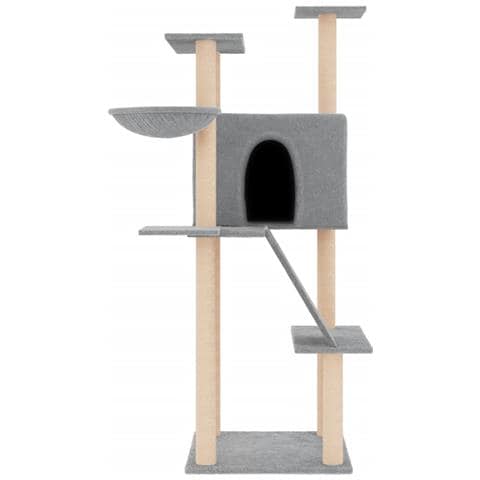 Albero Per Gatti Con Tiragraffi In Sisal Grigio Chiaro 143 Cm - Foto 2