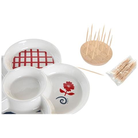 Set Da Aperitivo Dkd Home Decor Rosso Azzurro Bianco Gres 22 X 22 X 7 Cm Mediterraneo Case - Foto 3