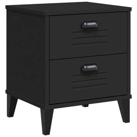 Comodino Viken Nero In Legno Massello Di Pino - Foto 2