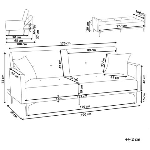 Divano Letto 3 Posti Lucan Velluto Arancione - Foto 2