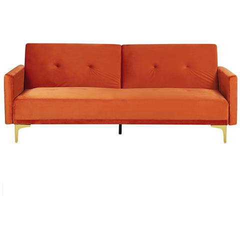 Divano Letto 3 Posti Lucan Velluto Arancione - Foto 5