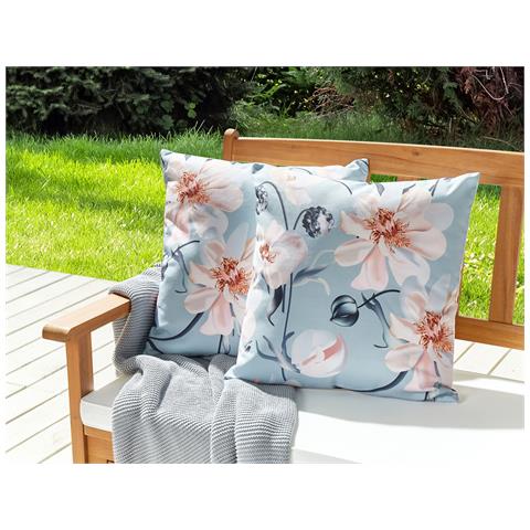 Set Di 2 Cuscini Da Esterno Blu 45 X 45 Cm Apricale - Foto 1