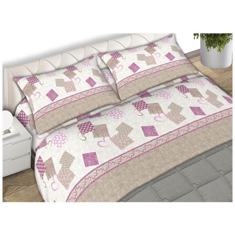 Completo Lenzuola 100% Cotone Made Italy Disegno Style C.n Matrimoniale Tortora - Foto 1