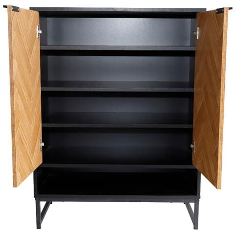 Floor Mobile Da Corridoio In Legno E Nero A Spina Di Pesce Con Mobili Contenitori - Foto 2