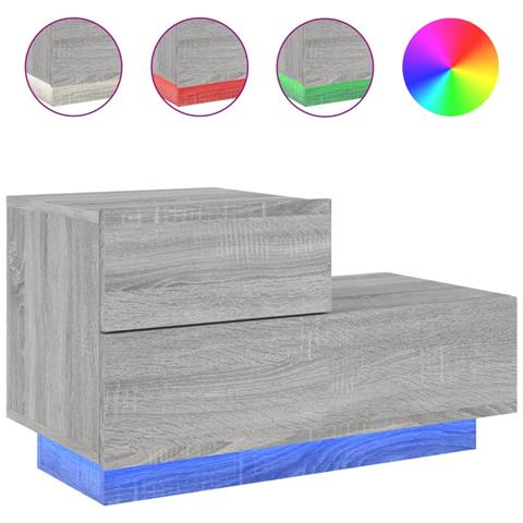 Comodino Con Luci Led Grigio Sonoma 70x36x40,5 Cm - Foto 2