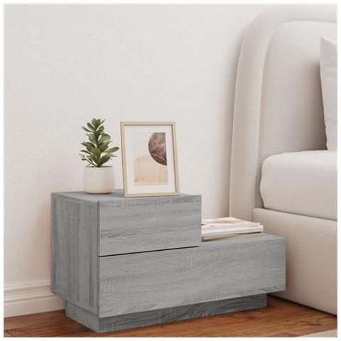 Comodino Con Luci Led Grigio Sonoma 70x36x40,5 Cm - Foto 3