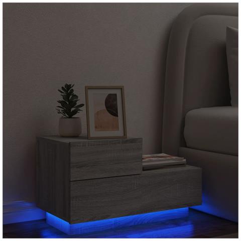 Comodino Con Luci Led Grigio Sonoma 70x36x40,5 Cm - Foto 1