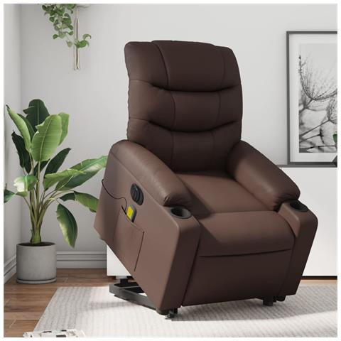 Poltrona Alzapersona Elettrica Reclinabile Marrone Similpelle - Foto 1