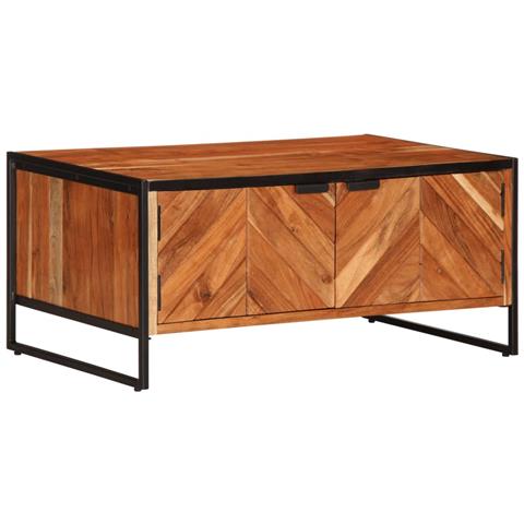 Tavolino Da Salotto 90x55x40 Cm In Legno Massello Di Acacia - Foto 1