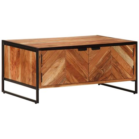 Tavolino Da Salotto 90x55x40 Cm In Legno Massello Di Acacia - Foto 2