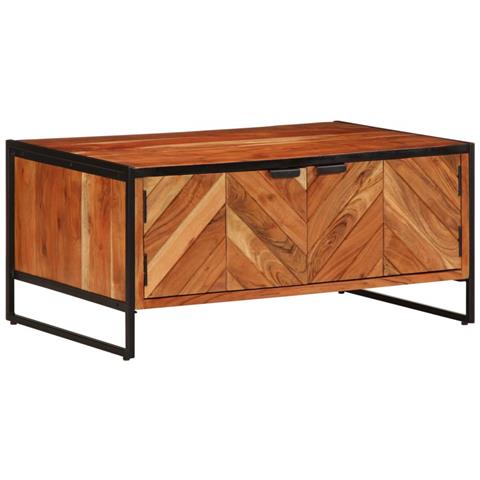 Tavolino Da Salotto 90x55x40 Cm In Legno Massello Di Acacia - Foto 3