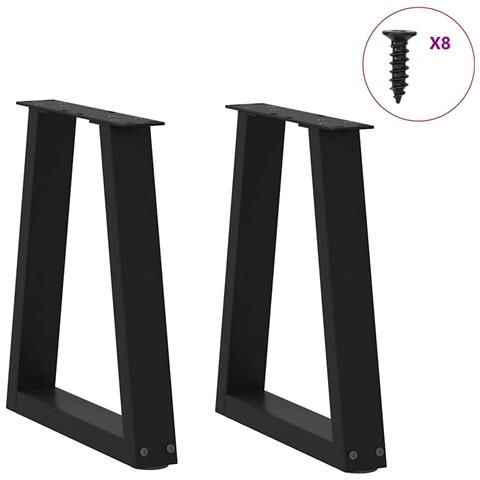 Gambe Per Tavolo Da Pranzo A V 2 Pz Nero 28x(42-43,3)cm Acciaio - Foto 3