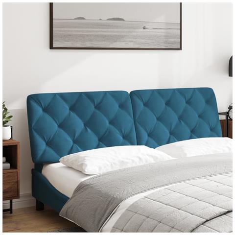 Cuscino Testiera Blu 160 Cm In Velluto - Foto 3