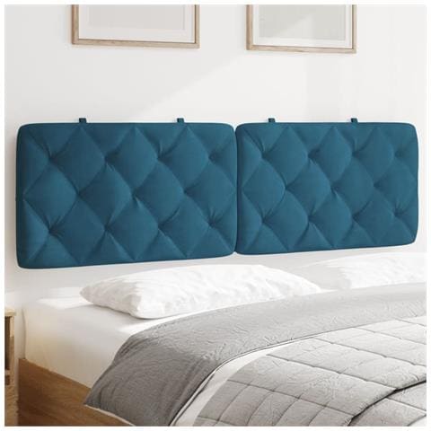 Cuscino Testiera Blu 160 Cm In Velluto - Foto 1