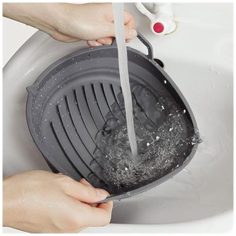 Stampo Pieghevole In Silicone Rotondo Con Maniglie Friggitrice Ad Aria 22x19x6 Cm. Grado Alimentare. - Foto 2