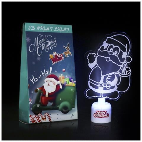 Lampada Led Di Natale In Acrilico. Design Babbo Natale 15cm. Con Musica Natalizia. - Foto 1