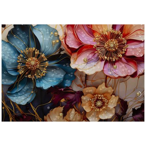 Stampa Su Tela Fiori 70 - Multicolore - Legno - 82x4x82 Cm - Foto 2