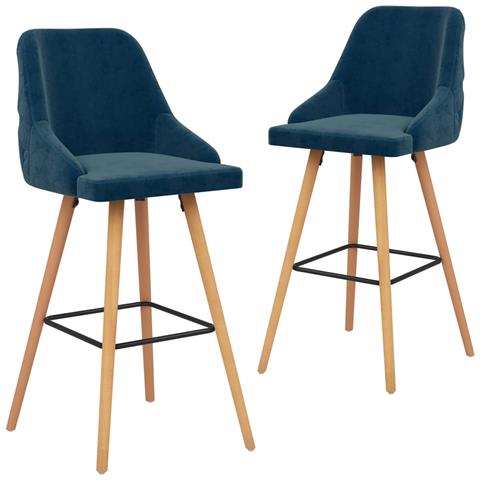 Lusso Casadino - Sgabelli Da Bar 2 Pz Blu In Velluto - Foto 2