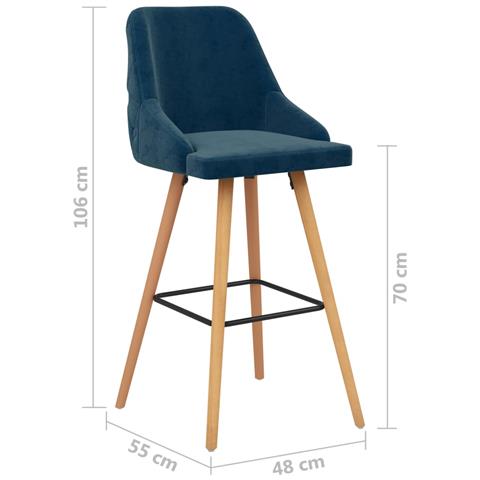 Lusso Casadino - Sgabelli Da Bar 2 Pz Blu In Velluto - Foto 7